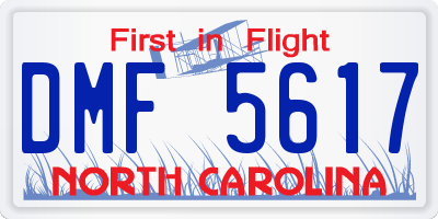 NC license plate DMF5617
