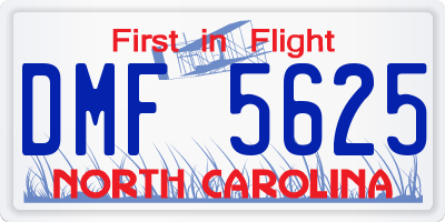 NC license plate DMF5625