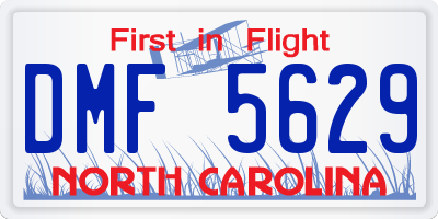 NC license plate DMF5629