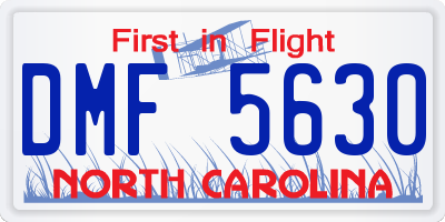 NC license plate DMF5630