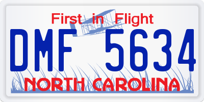 NC license plate DMF5634