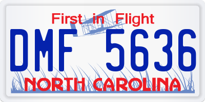 NC license plate DMF5636