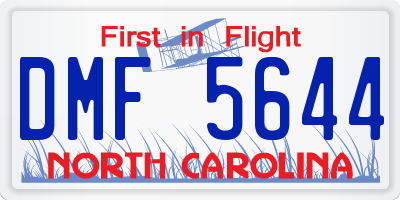 NC license plate DMF5644