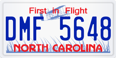NC license plate DMF5648