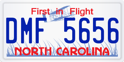 NC license plate DMF5656