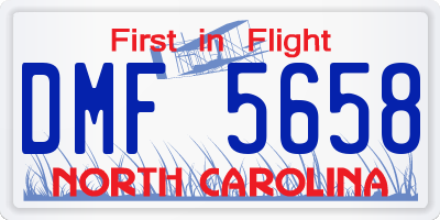 NC license plate DMF5658