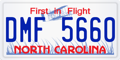 NC license plate DMF5660