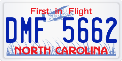 NC license plate DMF5662