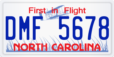 NC license plate DMF5678