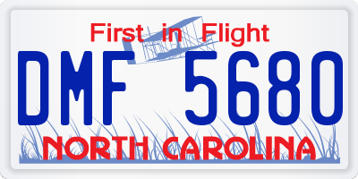 NC license plate DMF5680