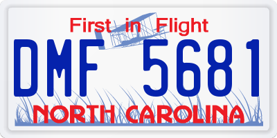 NC license plate DMF5681