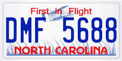 NC license plate DMF5688