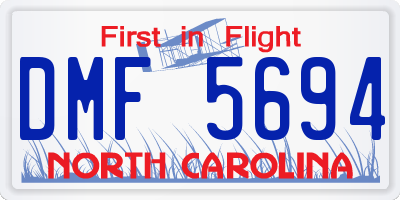 NC license plate DMF5694