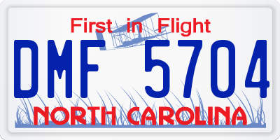 NC license plate DMF5704
