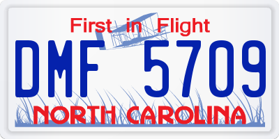 NC license plate DMF5709