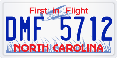 NC license plate DMF5712