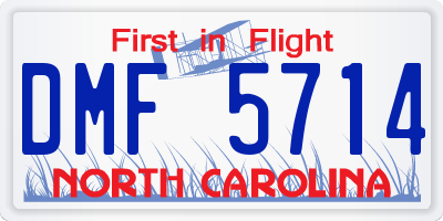 NC license plate DMF5714