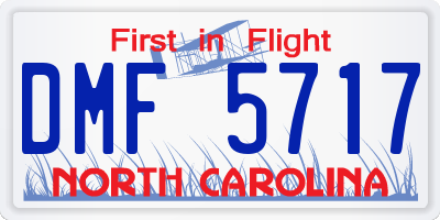 NC license plate DMF5717
