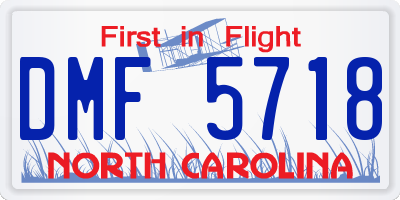 NC license plate DMF5718