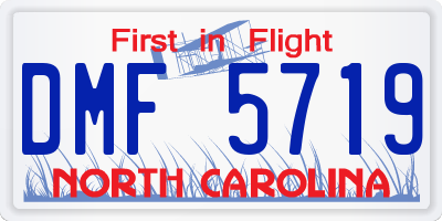 NC license plate DMF5719
