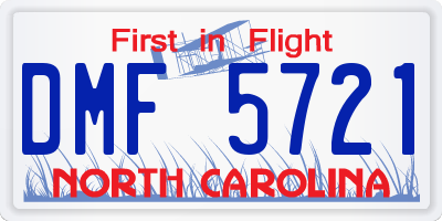 NC license plate DMF5721