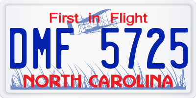NC license plate DMF5725