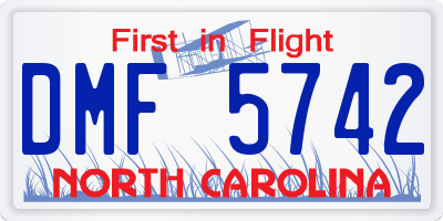NC license plate DMF5742