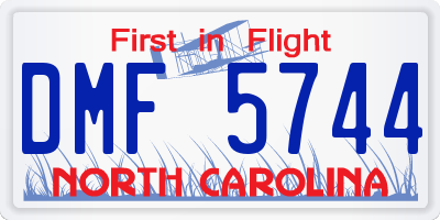 NC license plate DMF5744