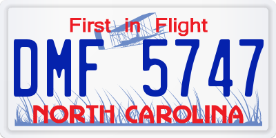 NC license plate DMF5747