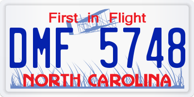 NC license plate DMF5748