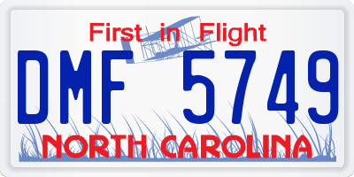 NC license plate DMF5749