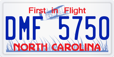 NC license plate DMF5750