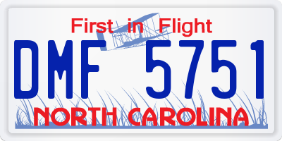 NC license plate DMF5751