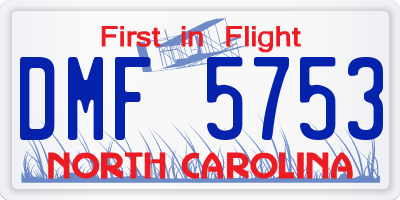 NC license plate DMF5753