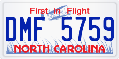 NC license plate DMF5759