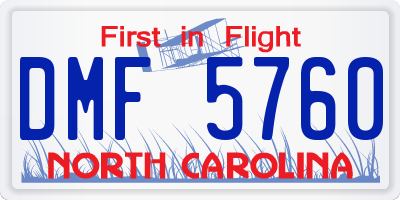 NC license plate DMF5760