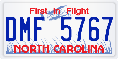 NC license plate DMF5767