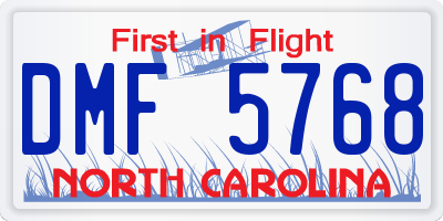 NC license plate DMF5768