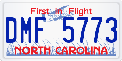 NC license plate DMF5773