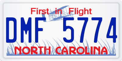 NC license plate DMF5774