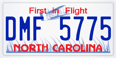 NC license plate DMF5775