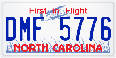 NC license plate DMF5776