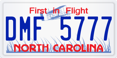 NC license plate DMF5777