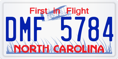 NC license plate DMF5784