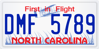NC license plate DMF5789