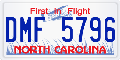 NC license plate DMF5796