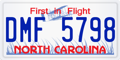 NC license plate DMF5798