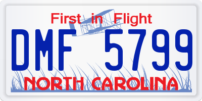NC license plate DMF5799