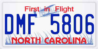 NC license plate DMF5806