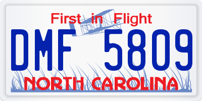 NC license plate DMF5809
